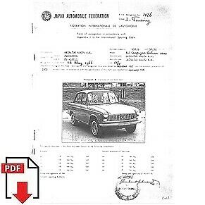 1966 Daihatsu Compagno berlina 1000 F40 FIA homologation form PDF download